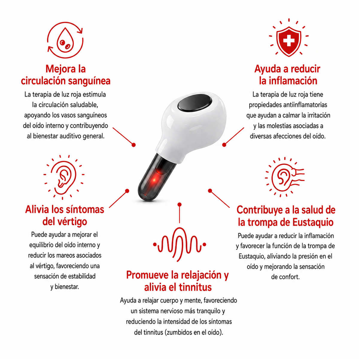 Auricular de Terapia de Luz Roja